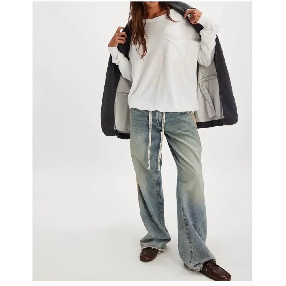 NEW Free People We The Free Fade Into You Long Sleeve Tee Shirt Oversized White - Picture 3 of 6